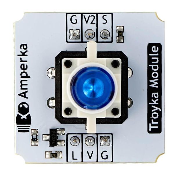 Світлодіодна кнопка Amper Troyka (Синя) AMP-B077-B фото