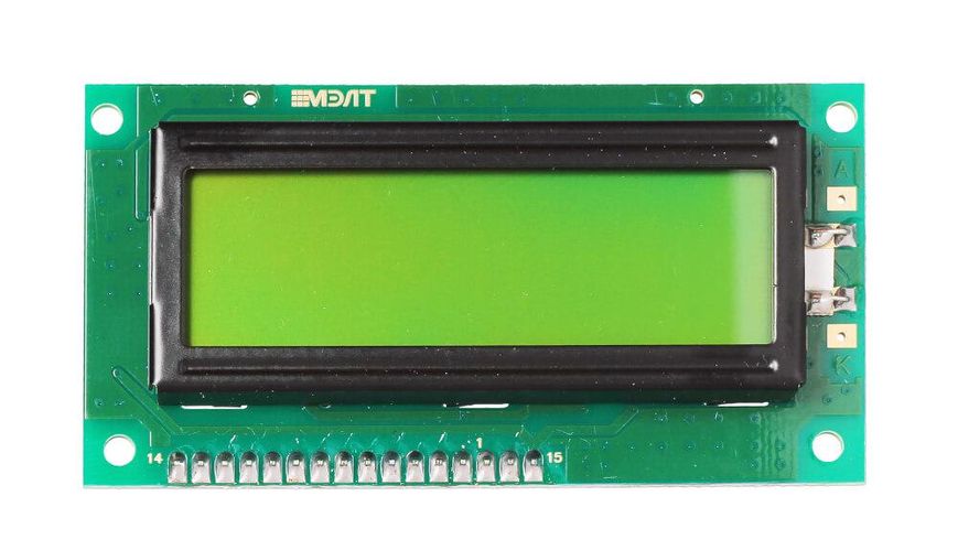 Дисплей символьний МЕЛТ LCD 16x2 (Чорним по зеленому) AMP-X100-YLG фото